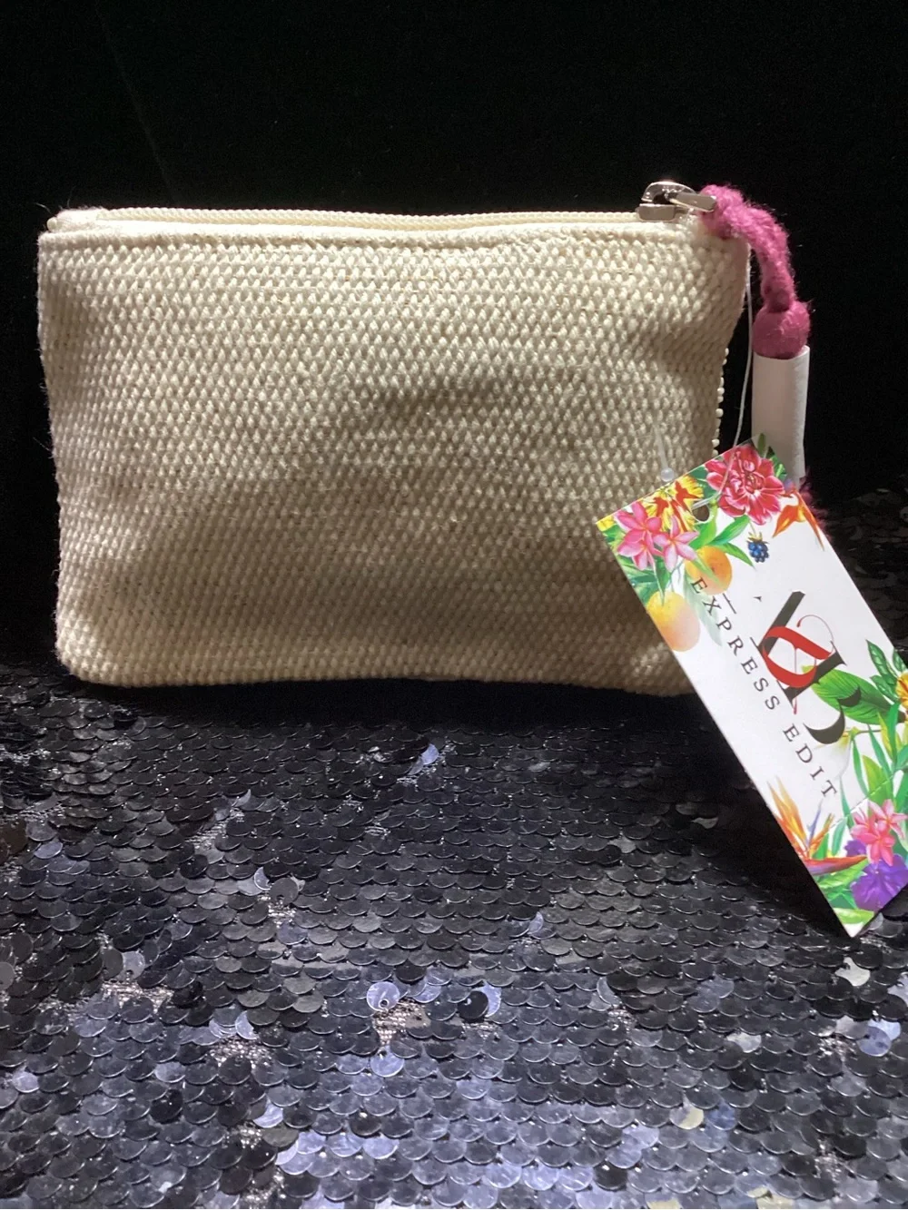 America and Beyond Beaded Floral Zip Wallet NWT
